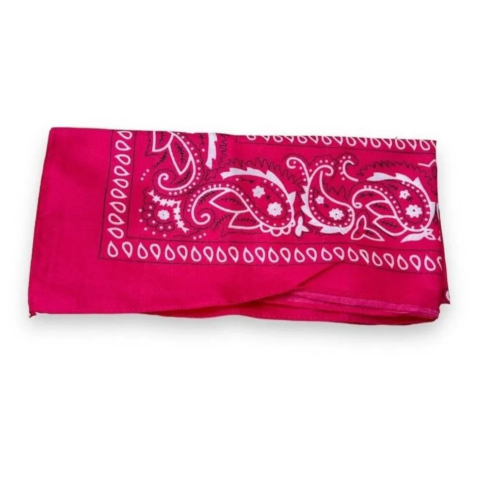 Vintage Pink Bandana 20.5” X 21” Women Scarve